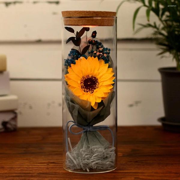 Dekoratif Çiçek Hediye Kartları Korunmuş Çiçek Gerçek Ebedi Şişe lambası LED GECE IŞIK Noel YILLAR Sevgililer