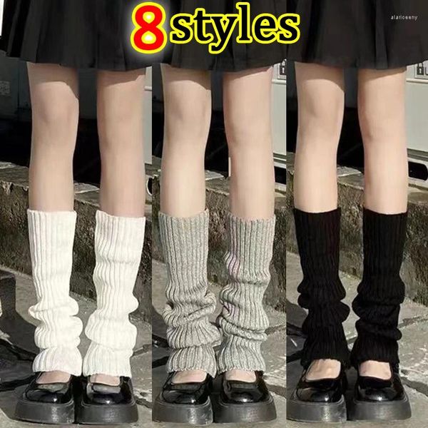 Meias femininas 40/50/65/70cm comprimento branco preto polainas lolita lã malha pé capa longa legging crochê heap bota punhos meias