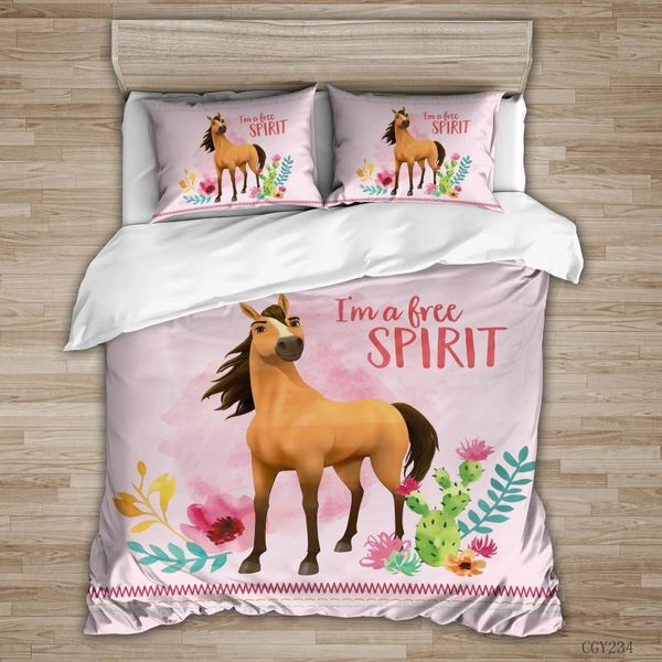 Conjuntos de cama Animal Cavalo Quilt Capa de Edredão Consolador 3D Fronha Duplo Rei Rainha Gêmeo Único 3 Pcs Home Texile