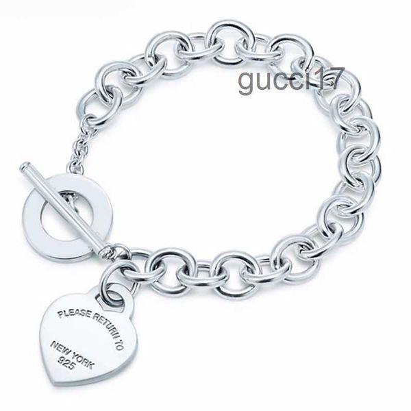 Bracciale di design 100% argento sterling 925 classico regalo con chiave a forma di cuore regalo di gioielli da donna con braccialetto squisito L2E3