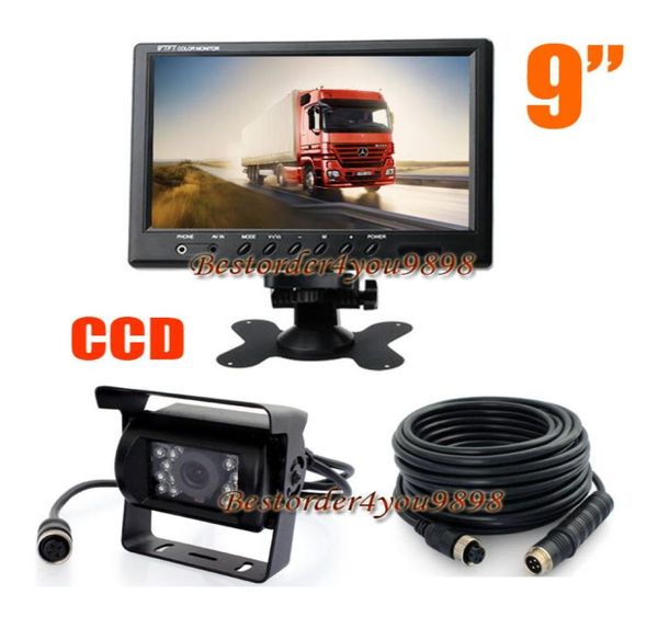 9quot monitor lcd do carro para ônibus caminhão motorhome 4pin 18 led ir invertendo câmera à prova dwaterproof água 15m cabo 7879015