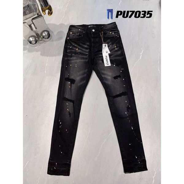 Designer Lila Markenjeans Herren Röhrenjeans Hosen Lang Modetrend Amirs Jeans Hippop Slim Denim Gerade Streetwear Röhrenhosen Großhandel Kusbi Jeans 8460