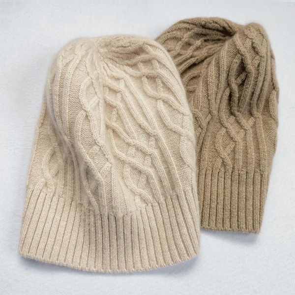 Berretti Cappello in cashmere Uomo Donna Autunno Inverno Cavo spesso lavorato a maglia Calda protezione per le orecchie casual lavorata a maglia