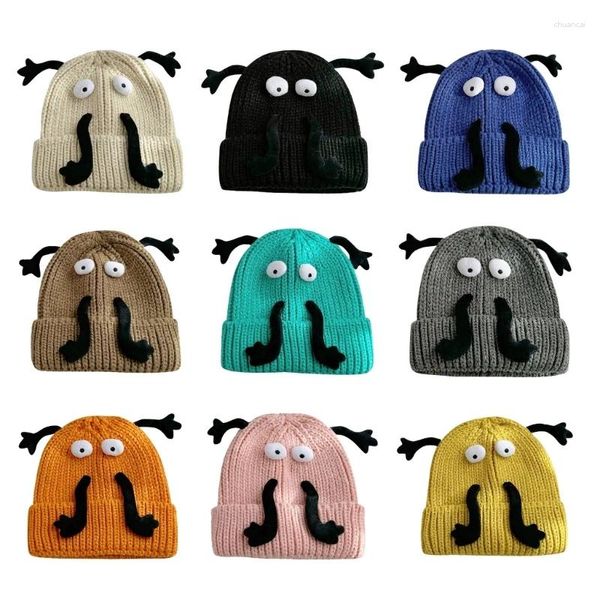 Berets Cartoon Skull Hut für erwachsene Kinder handgewebtes Mütze Häkelmädchen Jungen Party Neuheit Head Accessoires