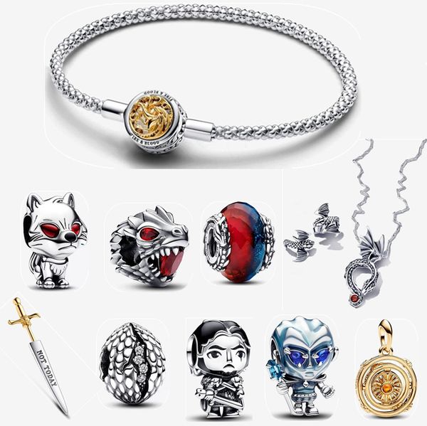 NEUE hochwertige Designer-Charm-Armbänder für Damen, 925er-Sterlingsilber-Halskette, DIY-passende Pandora-Ohrringe, Game of Thrones-Charm-Armband-Set, Schmuckgeschenk mit Box