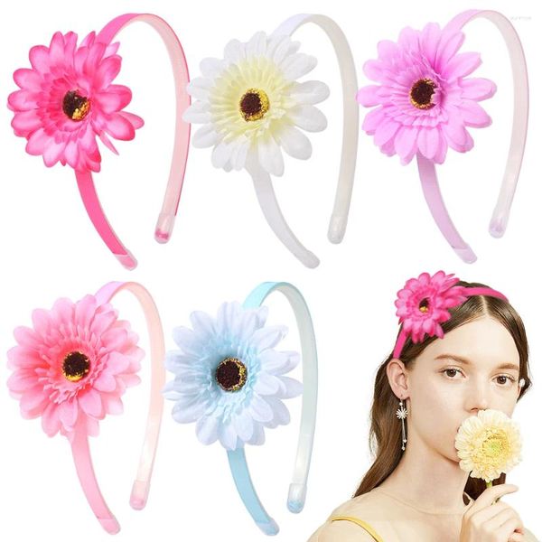 Accessori per capelli 12 pezzi 1 cm pianta fiore fascia per ragazze colore solido Barberton Daisy bellezza fascia per capelli per le donne regalo festa di compleanno