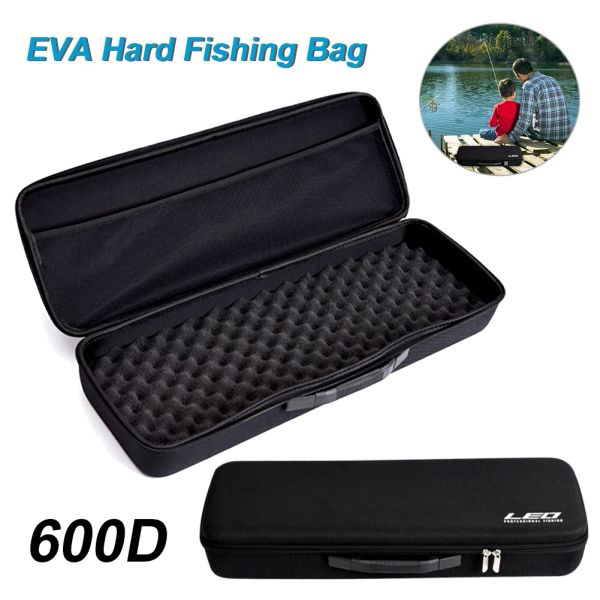 Borse 54CM Borsa da pesca rigida in EVA antiurto Resistente all'acqua Borsa da spinning portatile con mulinello con esca Custodia con scatola multifunzionale