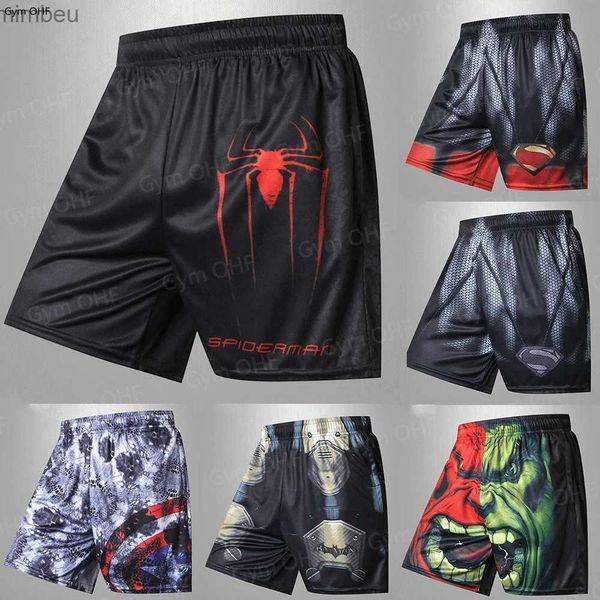 Shorts Masculinos Respirável Secagem Rápida Homens Shorts Casual Superhero Filme 3D Impresso MMA Running Shorts Mens Zip Bolso Causal Verão Calças Curtas 240226