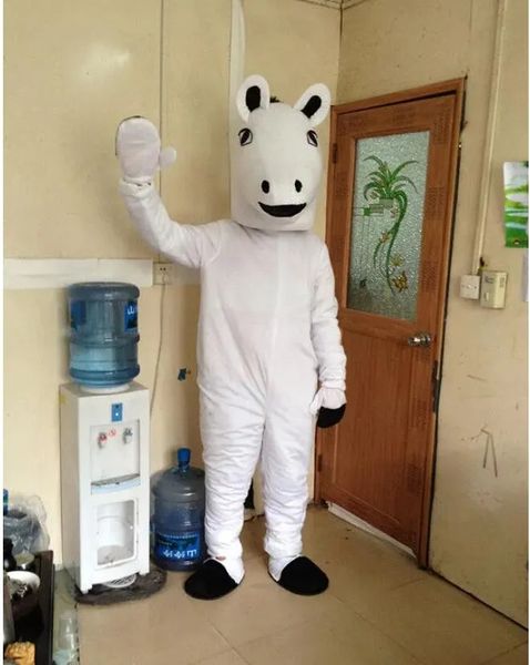 Costumi della mascotte del cavallo bianco di alta qualità Vestito da festa operato da Halloween Personaggio dei cartoni animati Carnevale Natale Pasqua Pubblicità Costume da festa di compleanno