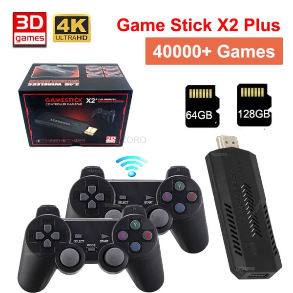 Consoles Game Stick X2 Plus Video Game Console 4K HD 3D Game GD10 Plus Duplo Controlador Sem Fio Portátil Jogador 35000 Jogos Retro