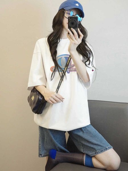 Japanische Version von Penguin Agent Champion T-Shirt für weibliches Paar 2023 Sommer neues kurzärmeliges Herren-Top aus reiner Baumwolle, lockeres Mode-Top