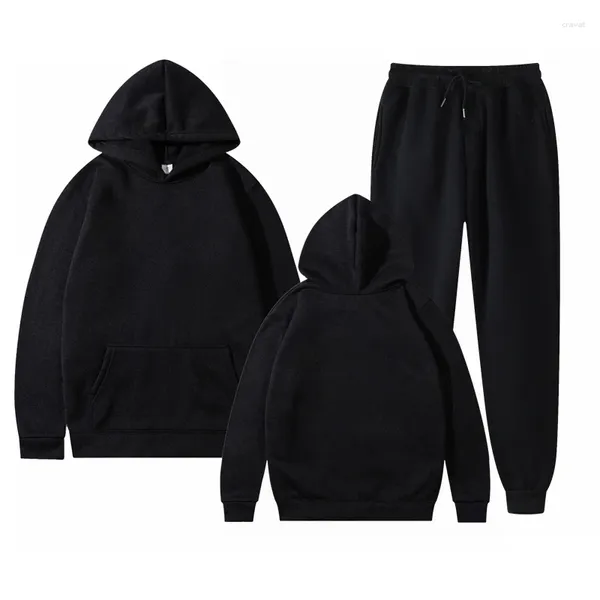 Conjuntos de treino masculino calças com capuz de duas peças casual cor sólida sweatsuit moda esportiva marca conjunto treino masculino l699