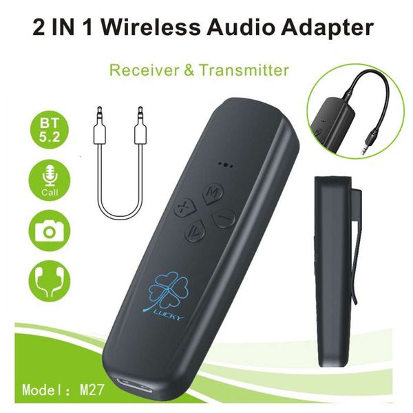 5.2 Receptor Bluetooth 2 em 1 Carro Montado 3.5 TV Computador Aeronave Adaptador Transmissor de Áudio