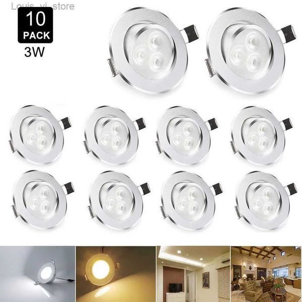 Faretti 10 pz / lotto 3W Faretto da incasso a LED Faretto da incasso a soffitto Lampade a sospensione dimmerabili Faretto a sospensione Lampada a LED Bianco freddo / Bianco caldo 110 V / 220 V YQ240226