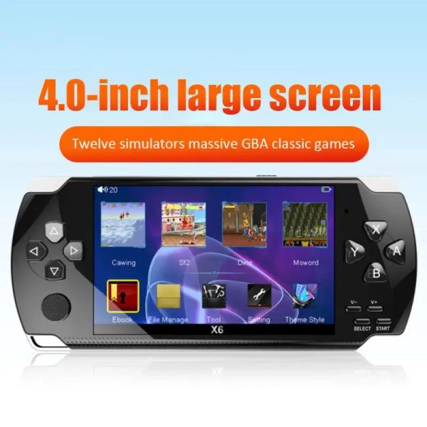 Giocatori 2023X6 Console di gioco portatile portatile da 4.0 pollici 8G 32G Preinstallato 1500+ giochi gratuiti Supporto TV Out Video Game Machine Boy Player