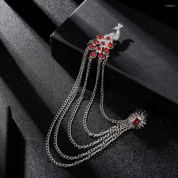 Broschen Elegante Temperamentvolle Strass Legierung Anzug Pfau Corsage Kleidung Zubehör Männer Brosche Mode Schmuck Vintage