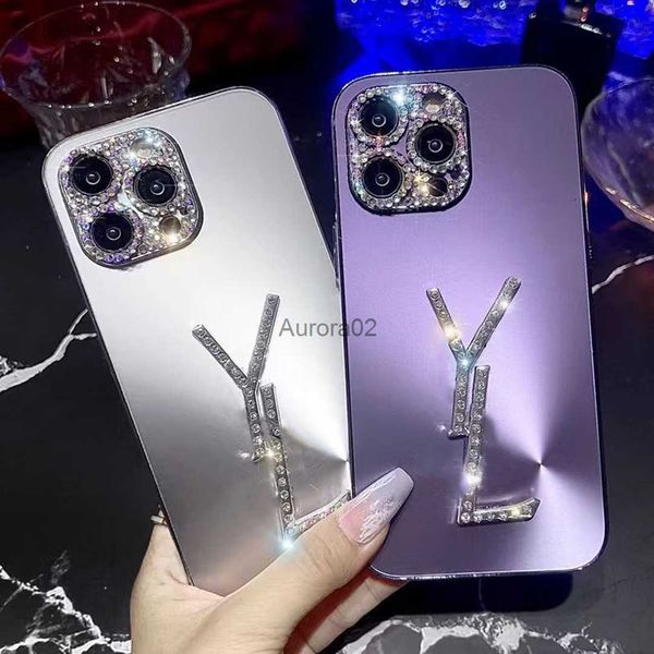 Capas de celular Designer de luxo brilhando para 14 11 Pro Max Preto Fosco 14Pro 14Plus 13Pro Diamond-Inlaid Protection Cellphone Case 240219
