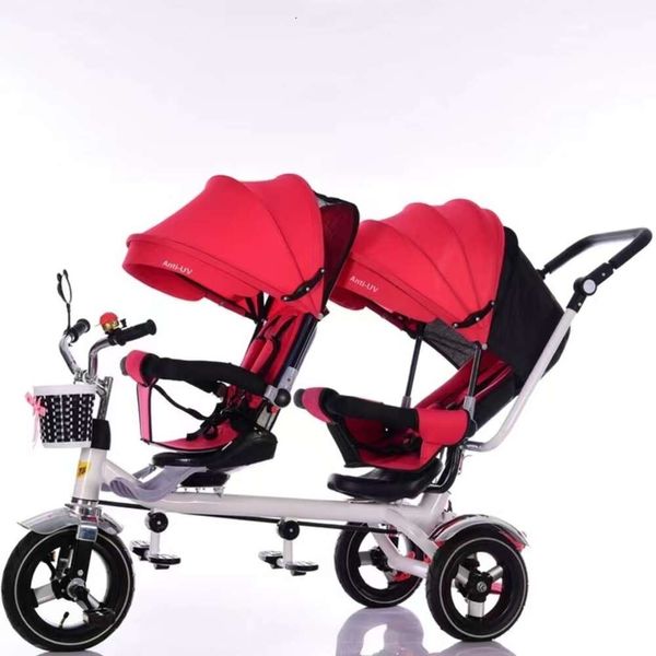 Toptan-İkizler Marka Bebek Bebek Tezgahı Koltukları Üç tekerlek katlamak için bebek üç tekerlekli bisiklet, üç tekerlekli bisiklet puset tasarımcısı yüksek kaliteli malzeme lüks
