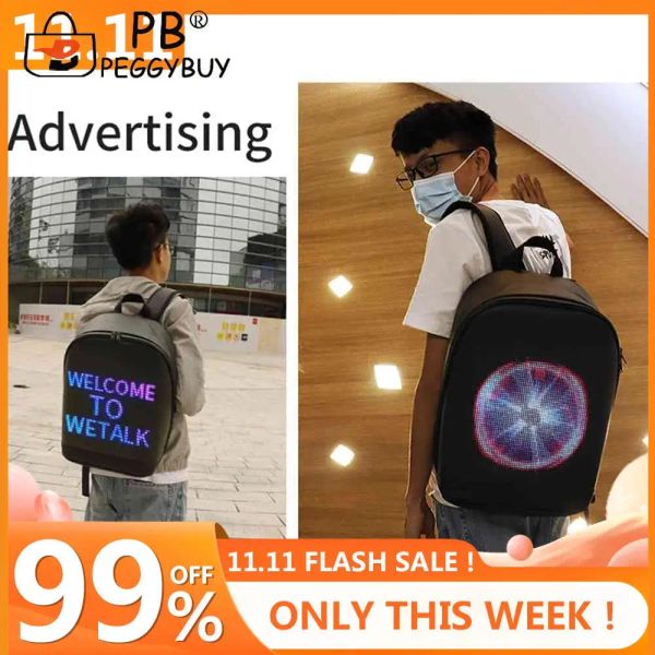 Rucksack LED-Display Werbung Licht Walking Billboard Rucksack Reise Laptop Tasche Smart Wireless Wifi App Control Schule Tasche Heißer