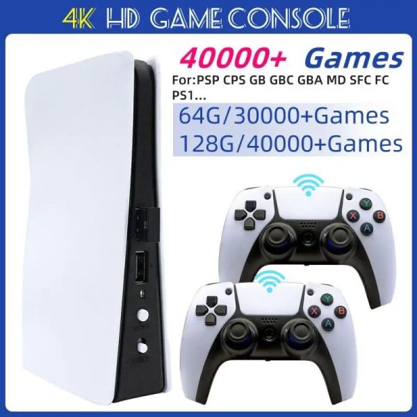 Konsolen P5 Plus Elektronische Spielkonsole 40000+Gaming Wireless 2,4G Highdefinition Arcade Player PS 4K TV PS5 Dual Wireless Controller