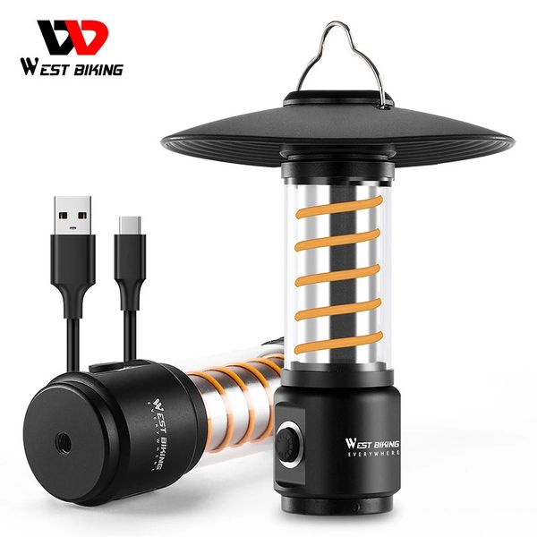 WEST BIKING Tragbare Campingleuchte USB-Aufladung Notfall-Hängezelt Outdoor Warm Camp Wandern Arbeitslampe 240220