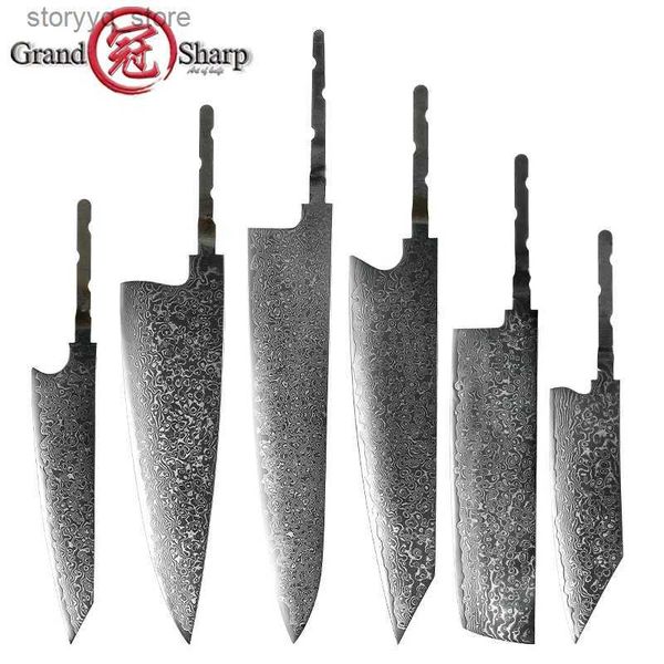 Mutfak Bıçakları GrandSharp Japon Mutfak Bıçağı Boş bıçağı Diy Şam Çelik VG10 Şef Bıçak Bıçaklar Çatal Bıçak Bıçak Teşheri Yapma Araçları Sıcak Q240226