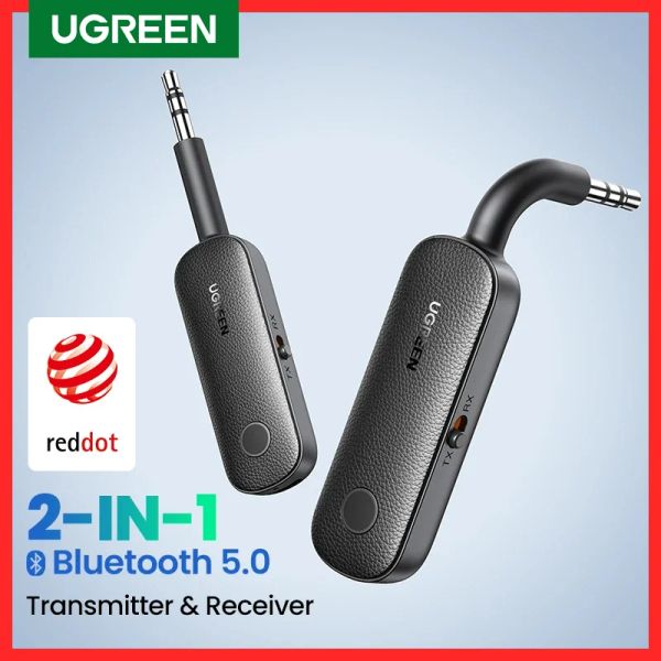 Adaptador Ugreen 2in1 Adaptador Bluetooth Receptor Bluetooth AUX 5.0 Sem fio Adaptador de 3,5 mm Estéreo para fones de ouvido Audio