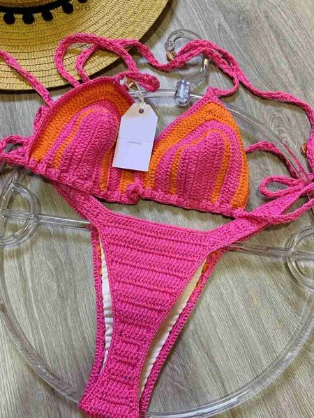 Costumi da bagno da donna 2024 bikini fatto a mano all'uncinetto set costume da bagno brasiliano in rilievo sexy vestito da spiaggia bohémien vestito da vacanza da donna Q240226