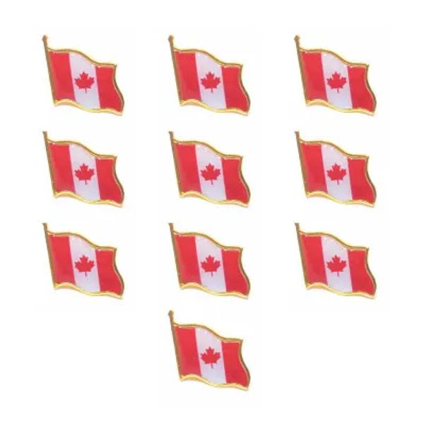 10 pz/lotto Canada Bandiera Spilla Le Dominion du Canada Cappello Tie Tack Distintivo Spilli Mini Spille per I Vestiti Borse Decorazione 2024226