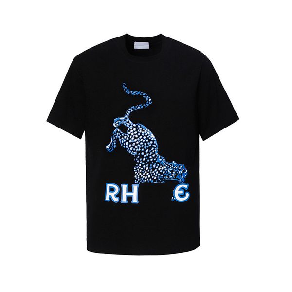 Herren-T-Shirt, Designer-Kleidung, Y2K, amerikanische High Street, trendige Marke, Sommer, locker, lässig, kurzärmelig, Cartoon-Leoparden-Tiermuster, Briefdruck, Paar-Kleidung