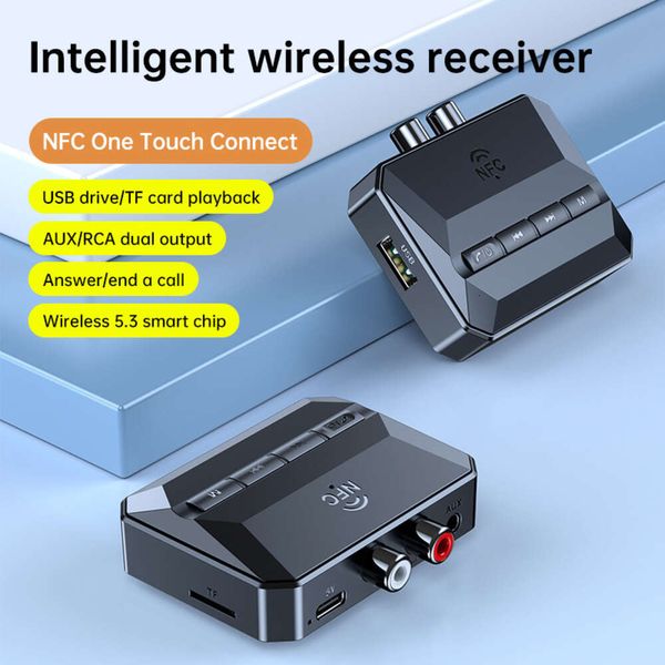 T59NFC 5.3U Disco TF Cartão RCA Receptor de adaptação de áudio sem fio para carro Bluetooth