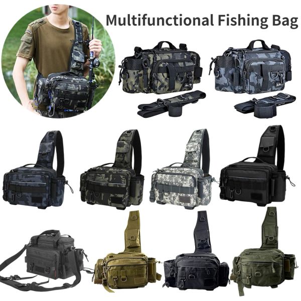 Bolsas Bolsas de Varteira de Pesca Multifuncional ombro único Luya Bolsa de pesca da caixa de pesca ao ar livre Backpack de bolsa de ombro de viagem