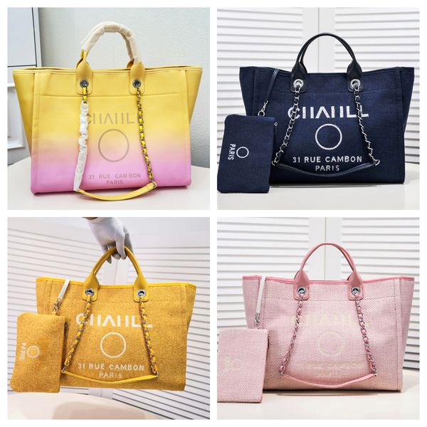 Дизайнерская летняя пляжная сумка, повседневная модная пляжная сумка, сумка для канала, дизайнерская большая сумка, сумки для покупок, высококачественные женские сумки на плечо, холщовая сумка, льняная сумка