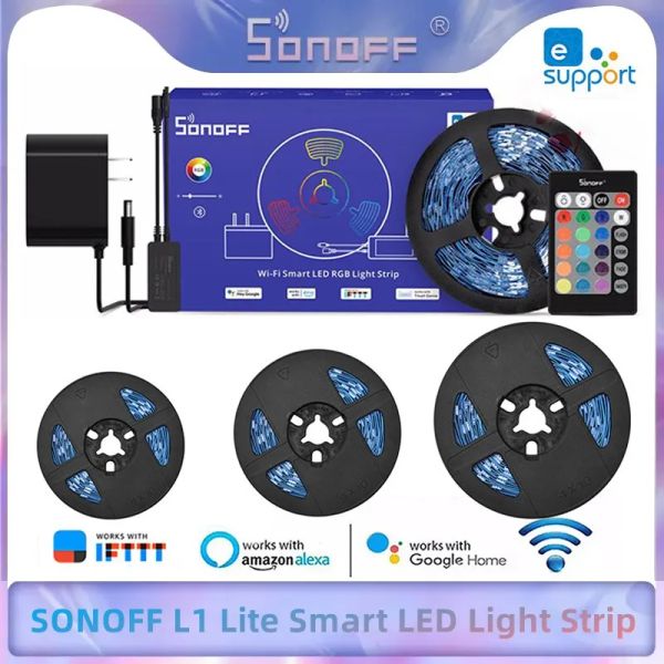 Steuerung SONOFF L2 Lite 5M EU/US Smart Wifi LED-Lichtleiste RGB dimmbare flexible Streifenlichter Ewelink-Fernbedienung kann frei geschnitten werden