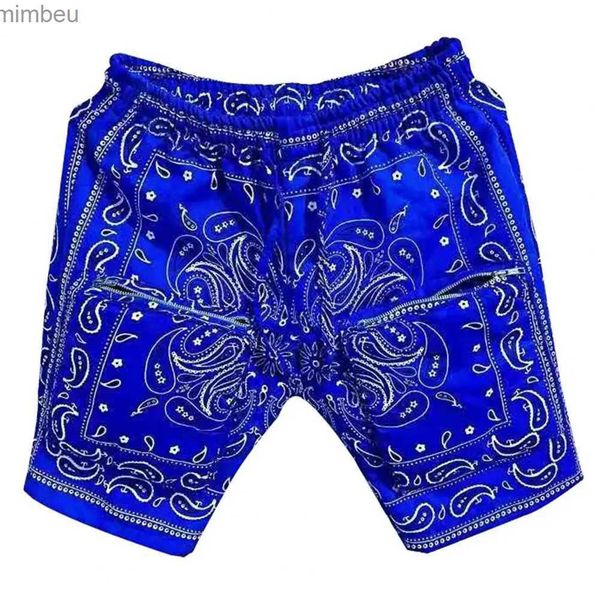 Shorts masculinos dropshipping paisley moda hip hop 70s bandana africano impressão digital cintura alta preto casual esportes board shorts para homens 240226