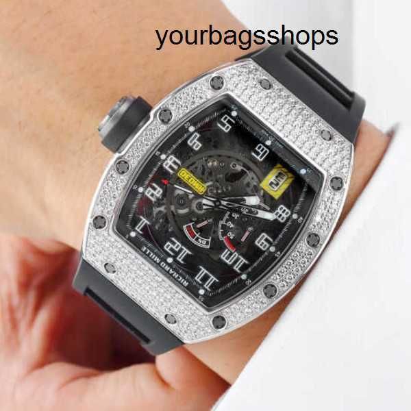 Relógio de pulso tático rm relógio de pulso richardmil rm030 platina original diamante moda lazer negócios máquinas esportivas