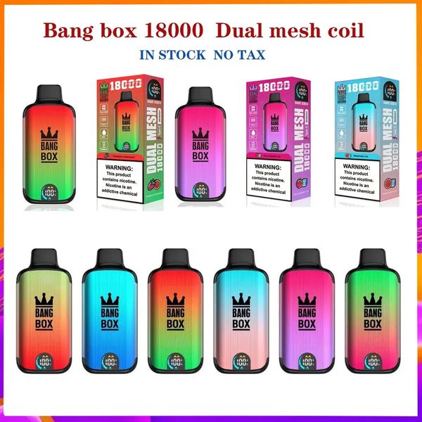 Dual Mesh Coil Einweg-Vape Bang 18000 Puffs 26 ml Eliquid E-Zigarette Wholesle Vapes Verdampfer New Style Box Wape 20 mg 50 mg Niotin 12 Fruchtaromen auf Lager