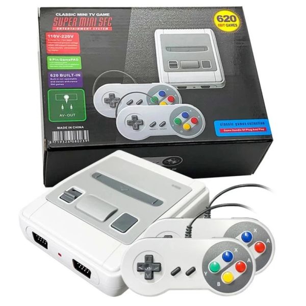 Konsollar Mini Retro Video Oyun Konsolu SNES Home Game Player AV Çıktı 620 Oyunda Wiled Gamepad için Çocuklar İçin Üst Düzeyli