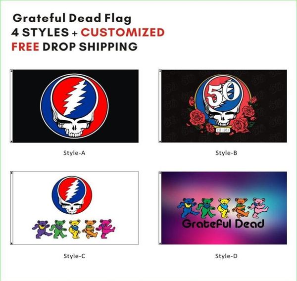 Пользовательская цифровая печать Популярный флаг Grateful Dead Dancing Bears 3x5 футов Крытый открытый рок-баннер Декоративные флаги для дома Banner2916160118