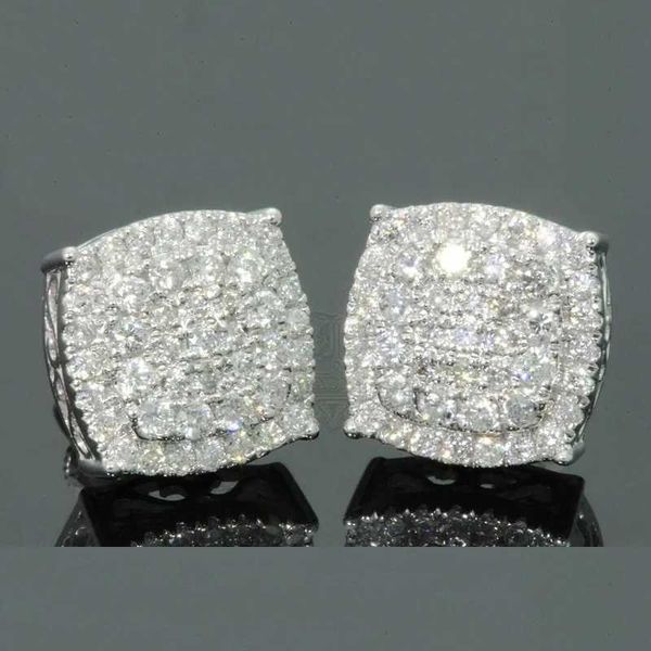 Stud Hip Hop Square Zircon Brincos para Mens Geométrico Micro Disco Artificial Zircon Colorido Pedra Brincos J240226