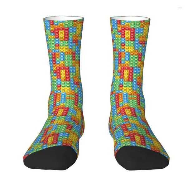 Herrensocken, modisch, für Herren, Bausteine, Muster, Kleid, Unisex, warm, atmungsaktiv, 3D-Druck, Crew