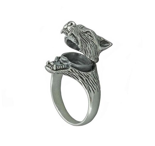 Vintage Silber vergoldet Ringe für Männer Fach Medaillon Sarg Ring Punk Mode Viking Guard Tier Schmuck Party Geschenk ClusterClus5566304