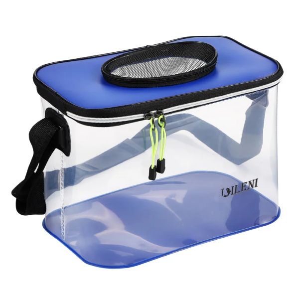 Bolsas de pesca transparente dobrável balde portátil balde de balde de lavagem de caçambas crianças pesca ao ar livre 20cm 24cm 30cm 35cm