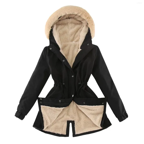 Женские куртки, толстое пальто плюс, зимняя женская куртка с капюшоном, теплое пальто, женские парки с длинными рукавами и подкладкой, блейзер из искусственного меха