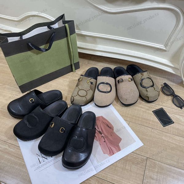 2024 Designer-Hausschuhe, berühmte Sandalen, Leder-Pantoletten, Damen-Loafer, Metallkettenschnalle, ineinandergreifende, bequeme Freizeitschuhe, Denim-Jacquard-Slides, luxuriöse Abnutzungserscheinungen