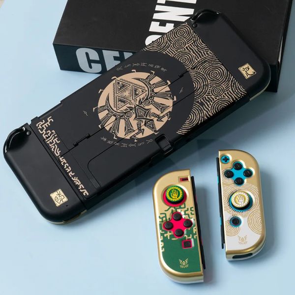 Borse per Nintendo Switch /OLED Zelda Tema Protettivo Case di pollice Grip Green Green Copertura con supporto per NS Switch OLED
