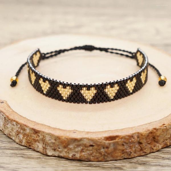 Ссылка браслетов GO2BOHO DEAST MIYUKI BEASTED BRACETERERY JEWLERY BOHO 11 Глоден Персик Сердце ручной работы ручной работы для женщин для женщин