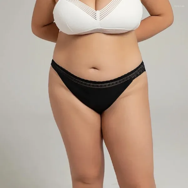 Calcinha feminina sem costura algodão roupa interior sexy cintura baixa renda plissado briefs cor sólida estiramento cuecas respirável lingerie íntima