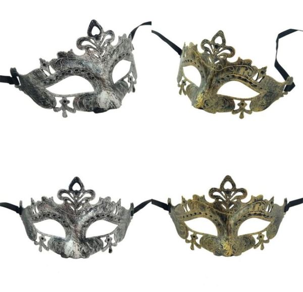 Tanzparty-Maske, Mann und Frau, künstlich, antik, goldene Splitterfarbe, Gesichtshaube, antikes griechisches Rom, Kunststoff-Gesichter, Abdeckung 0 78jy L16871694