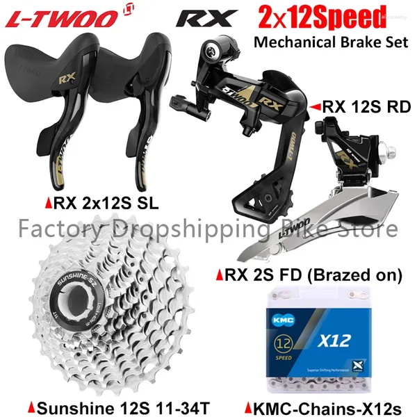 Desviadores de bicicleta LTWOO RX 2X12 Velocidade Estrada Bicicleta Groupset Liga de Alumínio Shifter Freio Traseiro Ultraleve 12S 28T 32T Cassete Sprocket